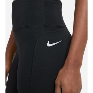 Nike Fast Women's Mid-Rise Crop Running Leggings CZ9238 010 Black Small